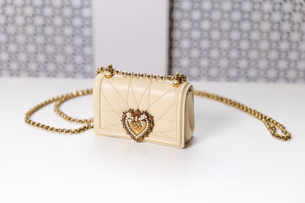 Dolce & Gabbana Runway Beige "Devotion" DG MICRO Crossbody Purse Bag RRP $1,895
